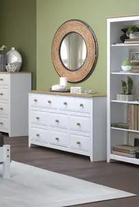 White 6+2 drawer wide chest of drawers, Capri range