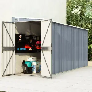 Berkfield Wall-mounted Garden Shed Grey 118x382x178 cm Galvanised Steel