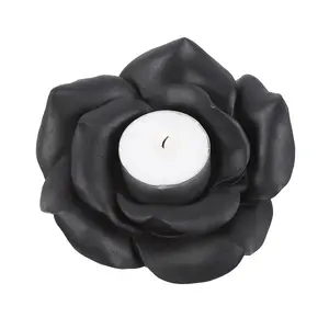 Something Different Rose Resin Tealight Holder Black (One Size)