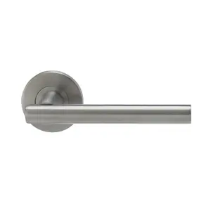 Colours Lantic Matt Stainless steel Straight Latch Push-on rose Door handle