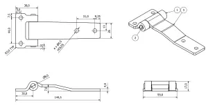 145mm Strap Hinge Stainless Steel Locker Door Hatch 316 Marine Grade