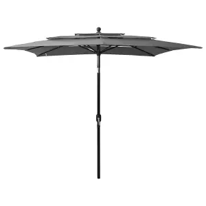 Berkfield 3-Tier Parasol with Aluminium Pole Anthracite 2.5x2.5 m