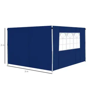 Outsunny Gazebo Replacement Exchangeable Wall Panels w/ Window, Blue