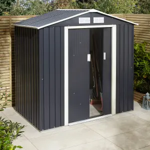 Rowlinson Trentvale 6x4 Metal Apex Shed Dark Grey with Assembly