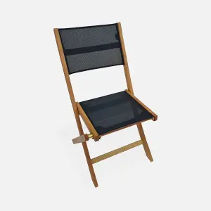 sweeek. Pair of foldable wooden garden chairs Almeria Black 54x58.7x89 cm