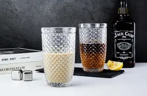 simpa 425ml Quilted Diamond Pattern Drinking Glasses, Set of 6