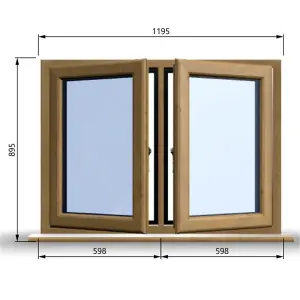 1195mm (W) x 895mm (H) Wooden Stormproof Window - 2 Opening Windows (Left & Right) - Toughened Safety Glass