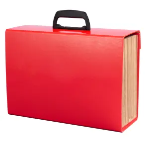 Hardys 19 Pocket Expanding A4 Box File Organiser Paper Documents Foolscap Folder Case - Red