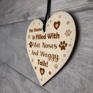 Red Ocean Handmade Dog Wooden Hanging Heart Plaque Funny Gift Perfect for Dog Lovers Pet Keepsake