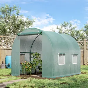 Outsunny Polytunnel Greenhouse Outdoor Grow House Roll Up Door Windows 2x2.5m