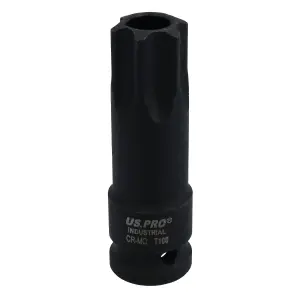 T100 Tamper Proof Torx Star Deep Impact Socket 1/2in Drive Total Length 78mm