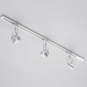 Litecraft Greenwich White 3 Head 1m Straight Kitchen Ceiling Light with LED Bulbs