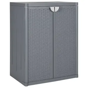 Berkfield Garden Storage Cabinet Grey 65x45x88 cm PP Rattan