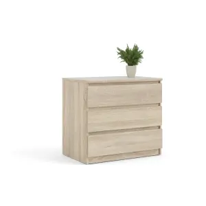 Esla Matt oak effect 3 Drawer Chest of drawers (H)700mm (W)770mm (D)500mm