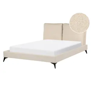 Boucle EU Double Size Bed Beige MELLE