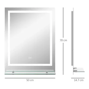 kleankin Dimmable Bathroom Mirror with LED Lights, 3 Colours, Defogging Film