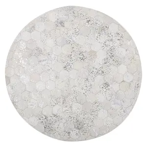 Round Cowhide Area Rug 140 cm Silver BOZKOY