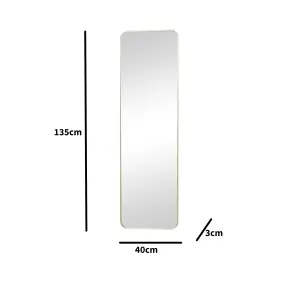 Melody Maison Tall Gold Curved Framed Wall / Leaner Mirror 135cm x 40cm