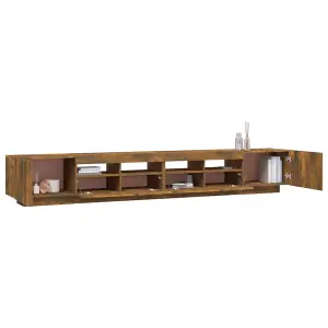 vidaXL 3 Piece TV Cabinet Set with LED Lights Smoked Oak Engineered Wood