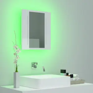 Berkfield LED Bathroom Mirror Cabinet High Gloss White 40x12x45 cm