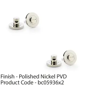 2 PACK - Modern Plain Thumbturn & Release Lock - Polished Nickel - Bathroom Door WC