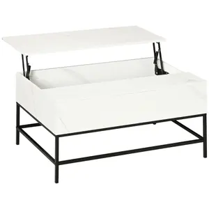 HOMCOM Lift Top Coffee Table W/ Hidden Storage Compartment, White