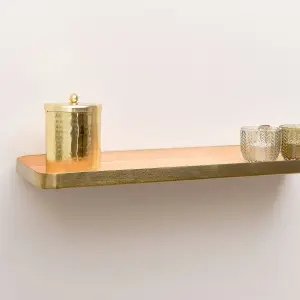 Melody Maison Gold & Peach Enamelled Metal Wall Shelf - 50cm