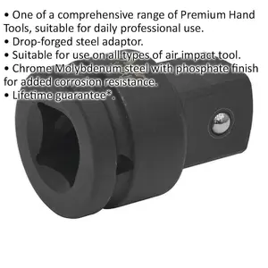 Premium Impact Socket Adaptor - 3/4 Inch Female to 1 Inch Male Drive - Durable Drop Forged Steel