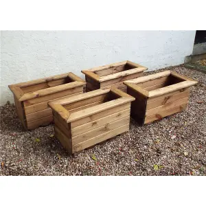 Traditional Regular Wooden Trough Planter x 4