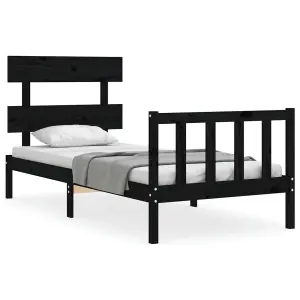 Berkfield Bed Frame with Headboard Black 100x200 cm Solid Wood