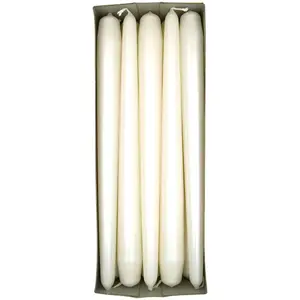 Tapered Dinner Candles, Pack of 10, Unscented, Long Burning Time, 24 cm / 19.45" (Pearl, Metallic)