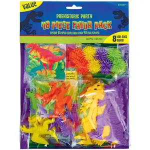 Amscan Dinosaur Party Favours Set (Pack of 48) Multicoloured (One Size)