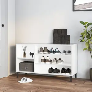 Berkfield Shoe Cabinet High Gloss White 102x36x60 cm Engineered Wood