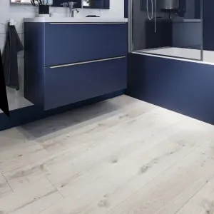 GoodHome Rowley Light Grey Wood effect Laminate Flooring Sample