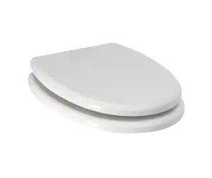 18 INCH MDF Universal Oval Toilet Seat, Stainless Steel Hinges, Eco-Friendly, Adjustable Seat (White)