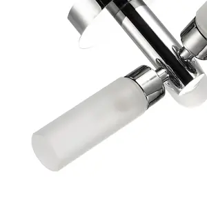 Modern Chrome IP44 Rated Bathroom Ceiling Light with Tubular Glass Shades