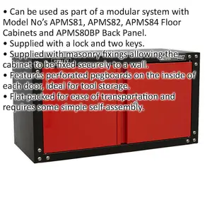 Versatile Modular 2 Door Wall Cabinet with Lock - 665x305x360mm for Secure Storage