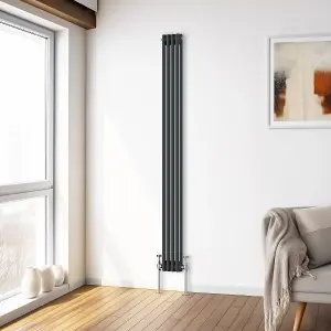 Right Radiators 1800x200 mm Vertical Traditional 2 Column Cast Iron Style Radiator Anthracite