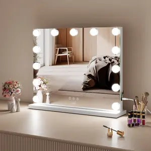 Neo Hollywood Vanity Touch Wall Mounted Freestanding Mirror with 13 LED Bulbs Lights