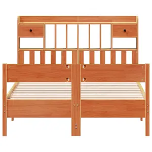 Berkfield Bookcase Bed without Mattress Wax Brown 150x200cm King Size Solid Wood Pine