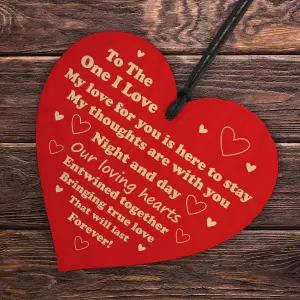 Red Ocean To The One I Love Valentines Gift Wood Heart Plaque Valentines Day Gift For Boyfriend Girlfriend