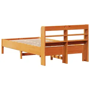 Berkfield Bed Frame without Mattress Wax Brown 75x190 cm Small Single Solid Wood Pine