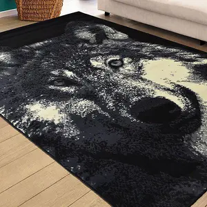 Grey Wolf Face Rug - Texas Animal Kingdom