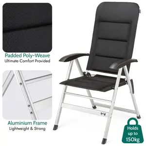 Reclining Camping Chair Folding Aluminium Garden Recliner Luxury Padded Trail