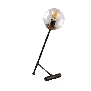 Luminosa Model 17 Deco Black Globe Table Lamp Clear Glass Shade