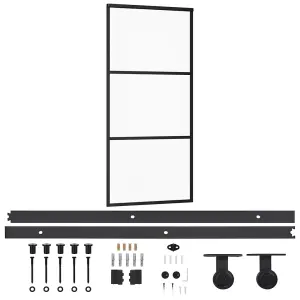 Berkfield Sliding Door with Hardware Set ESG Glass&Aluminium 90x205 cm