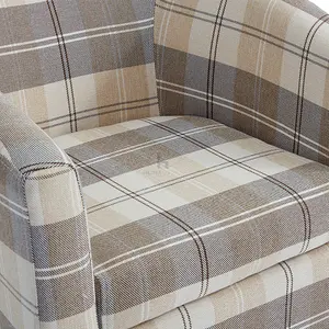 Canberra Accent Bucket Tub Chair Occasional Armchair Wood Effect Legs Tartan Foam Padded Backrest Seat