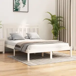 Berkfield Bed Frame White Solid Wood 120x200 cm