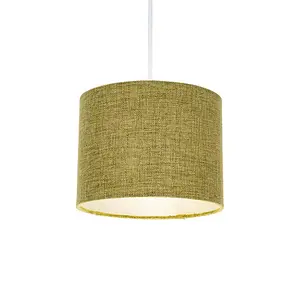 Modern Olive Linen Fabric Small 8 Drum Lamp Shade with Silver Inner Lining