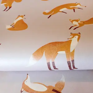 Galerie Great Kids Rose Smooth Glitter Friendly Foxes Wallpaper Roll